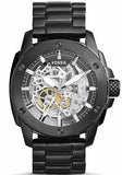 Fossil Modern Machine Automatic Silver Dial Black Steel Strap Watch for Men - ME3080