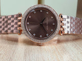 Michael Kors Darci Brown Dial Rose Gold Stainless Steel Strap Watch for Women - MK3217