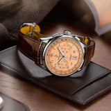 Breitling Premier B01 Chronograph 42 Beige Dial Brown Leather Strap Watch for Men - AB0145331K1P1