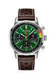 Breitling Top Time B01 Ford Mustang Green Dial Brown Leather Strap Watch for Men - AB01762A1L1X1