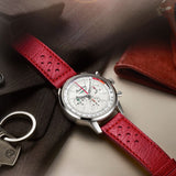 Breitling Top Time B01 Ford Thunderbird White Dial Red Leather Strap Watch for Men - AB01766A1A1X1