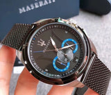 Maserati Traguardo Chronograph Black Dial Mesh Bracelet Watch For Men - R8873612006