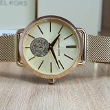 Michael Kors Portia Gold Dial Gold Mesh Bracelet Watch for Women - MK3844