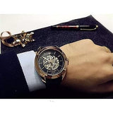 Maserati Traguardo Automatic Black Skeleton Dial Black Leather Strap Watch For Men - R8821112001