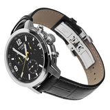 Tissot PRC 200 Chronograph Black Dial Black Leather Strap Watch For Men - T055.417.16.057.00