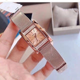 Guess Nouveau Diamonds Rose Gold Dial Rose Gold Mesh Bracelet Watch for Women - W0127L3