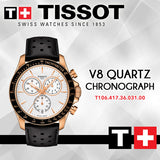 Tissot V8 Quartz Chronograph White Dial Black Rubber Strap Watch For Men - T106.417.36.031.00