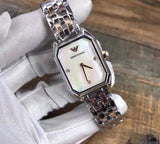 Emporio Armani Gianni T Bar Mother of Pearl Dial Two Tone Steel Strap Watch For Women - AR11146