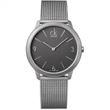 Calvin Klein Minimal Grey Dial Silver Mesh Bracelet Watch for Men - K3M51154