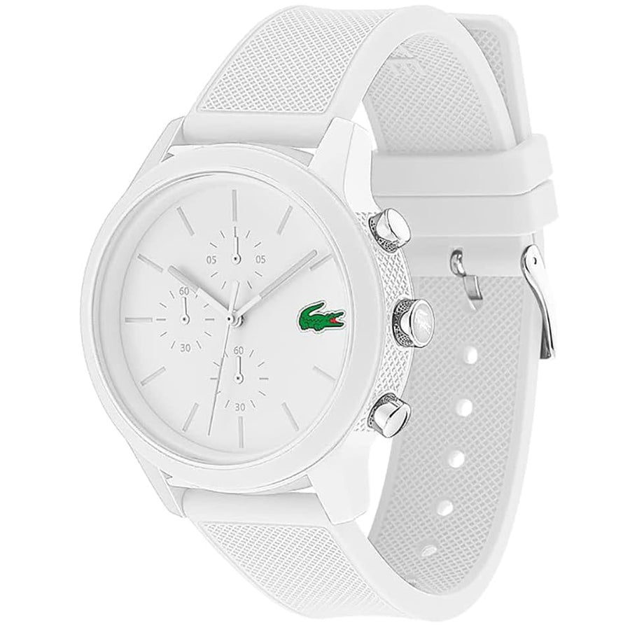 Lacoste 12.12 Chronograph White Dial White Silicon Strap Watch for Men - 2010974