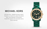 Michael Kors Runway Chronograph Green Dial Green Steel Strap Watch for Women - MK7422