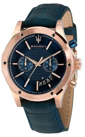 Maserati Circuito Blue Dial Blue Leather Strap Watch For Men - R8871627002