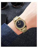 Movado Bold Black Dial Gold Steel Strap Unisex Watch - 3600397