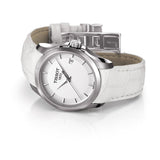 Tissot Couturier Lady Silver Dial White Leather Strap Watch For Women - T035.210.16.011.00