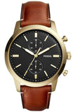 Fossil Townsman Chronograph Black Dial Brown Leather Strap Watch for Men - FS5338