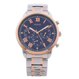 Guess Hendrix Chronograph Blue Dial Two Tone Steel Strap Watch for Men - W1309G4