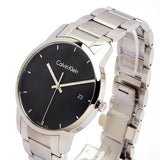 Calvin Klein City Chronograph Black Dial Silver Steel Strap Watch for Men - K2G2G14Y