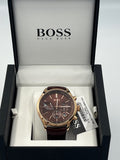 Hugo Boss Grand Prix Brown Dial Brown Leather Strap Watch for Men - 1513605