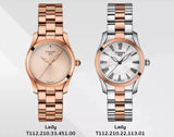 Tissot T Wave Cream Dial Rose Gold Steel Strap Watch For Women - T112.210.33.451.00