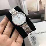 Emporio Armani Gianni T Bar Mother of Pearl Dial Two Tone Steel Strap Watch For Women - AR2508