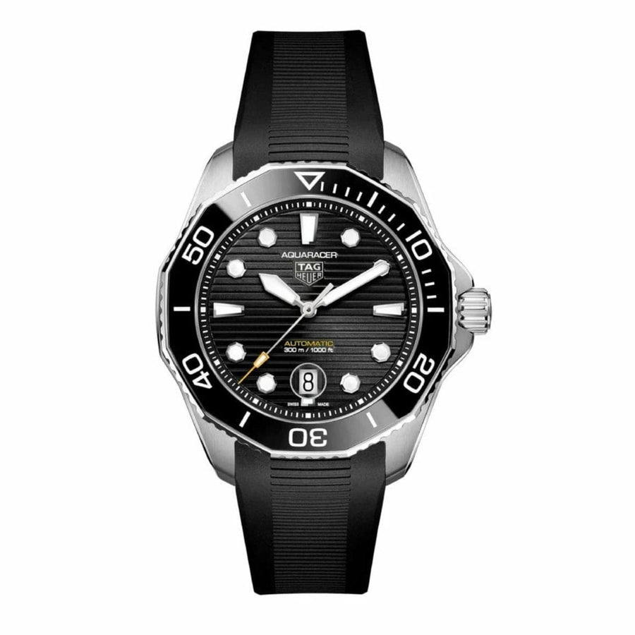 Tag Heuer Aquaracer Professional 300 Automatic Black Dial Black Rubber Strap Watch for Men - WBP201A.FT6197