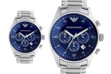 Emporio Armani Sportivo Chronograph Blue Dial Silver Steel Strap Watch For Men - AR5860