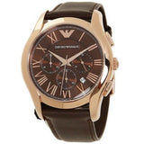 Emporio Armani Chronograph Brown Dial Brown Leather Strap Watch For Men - AR1701