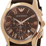 Emporio Armani Chronograph Brown Dial Brown Leather Strap Watch For Men - AR1701