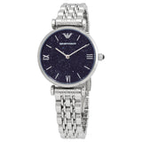 Emporio Armani Gianni T Bar Dark Blue Dial Silver Stainless Steel Watch For Women - AR11091