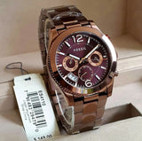 Fossil Perfect Boyfriend Multifunction Maroon Dial Maroon Steel Strap Watch for Women - ES4110