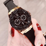 Guess Black Dial Black Rubber Strap Watch For Women - W1053L7