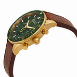 Movado Heritage 42mm Chronograph Green Dial Brown Leather Strap Watch For Men - 3650062