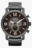 Fossil Nate Chronograph Gunmetal Dial Grey Steel Strap Watch for Men - JR1437