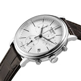 Tissot Carson Premium Chronograph White Dial Brown Leather Strap Watch For Men - T122.417.16.011.00