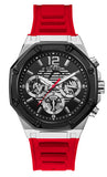 Guess Momentum Black Dial Red Rubber Strap Watch for Men - GW0263G3