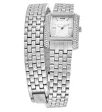 Michael Kors Emery Pave Double Wrap White Dial Silver Steel Strap Watch for Women - MK4834