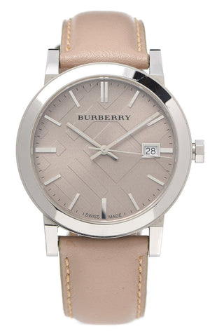 Burberry The City Silver Dial Beige Leather Strap Unisex Watch - BU9010