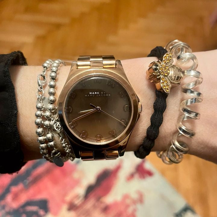 Marc Jacobs Henry Rose Gold Dial Rose Gold Steel Strap Watch for Women - MBM3212