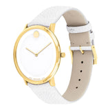 Movado 70th Anniversary Limited Edition White Dial White Leather Strap Watch For Women - 0607138