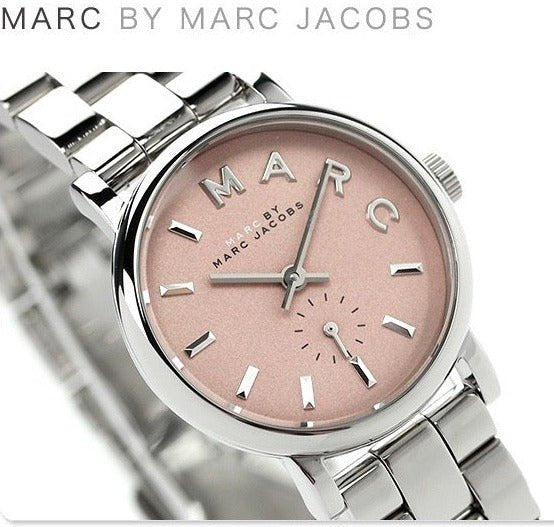 Marc Jacobs Baker Pink Dial Silver Steel Strap Watch for Women - MBM3283
