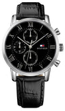 Tommy Hilfiger Kane Quartz Black Dial Black Leather Strap Watch for Men - 1791401