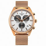 Tissot T Classic PR 100 White Dial Rose Gold Mesh Bracelet Watch For Men - T101.417.33.031.01