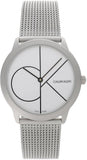 Calvin Klein Minimal White Dial Silver Mesh Bracelet Watch for Women - K3M5215X