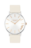 Coach Perry Silver DIal White Leather Strap Watch for Women - 14503116