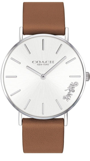 Coach Perry Silver Dial Brown Leather Strap Watch for Women - 14503120