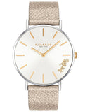 Coach Perry White Dial Beige Leather Strap Watch for Women - 14503157