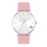 Coach Perry Silver Dial Pink Leather Strap Watch for Women - 14503516