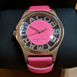 Marc Jacobs Henry Skeleton Pink Dial Pink Leather Strap Watch for Women - MBM1243