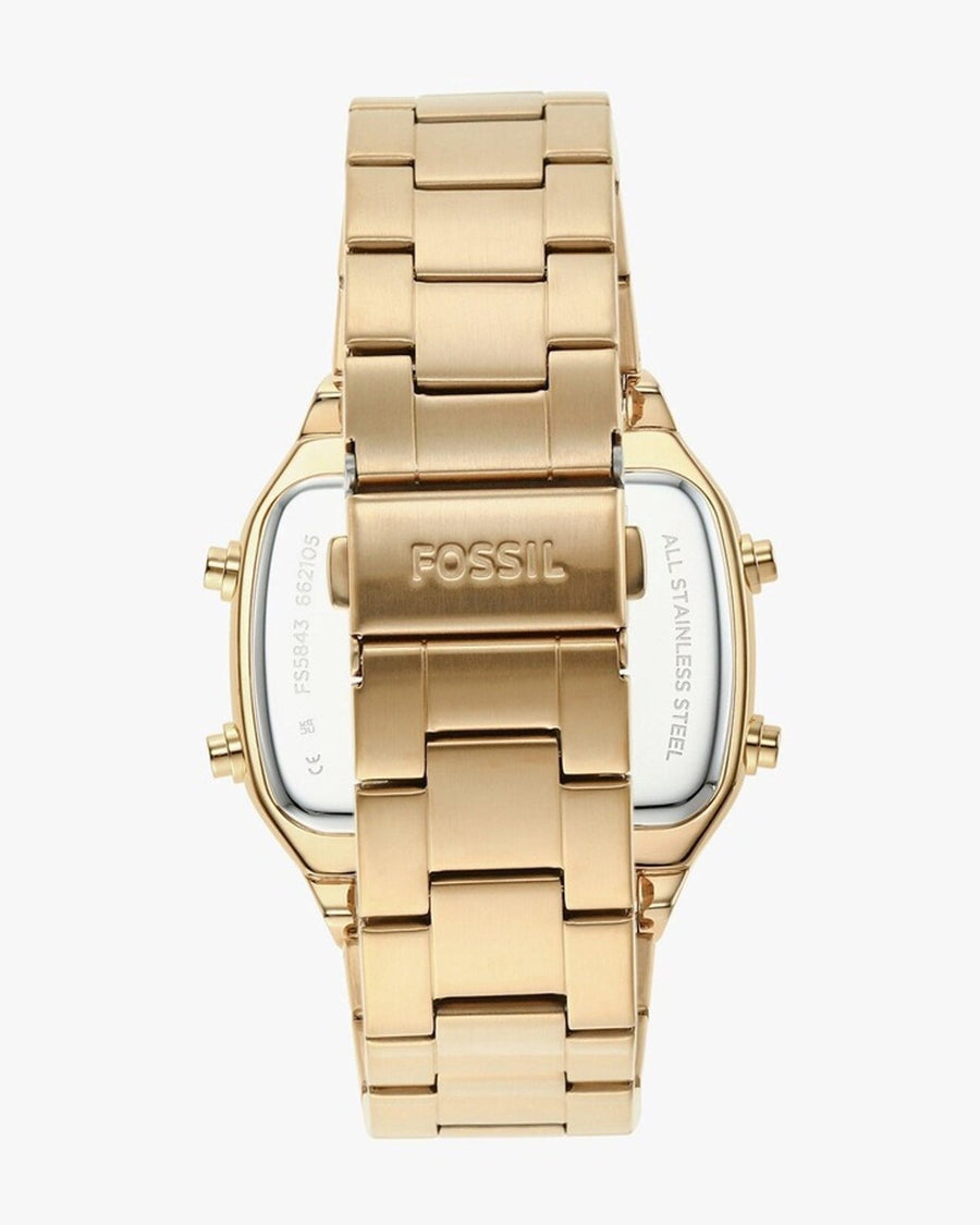 Fossil Retro Digital Gold Dial Gold Steel Strap Watch for Men - FS5843