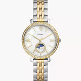 Fossil Jacqueline Analog Moonphase Mother of Pearl White Dial Two Tone Steel Strap Watch for Women - ES5166